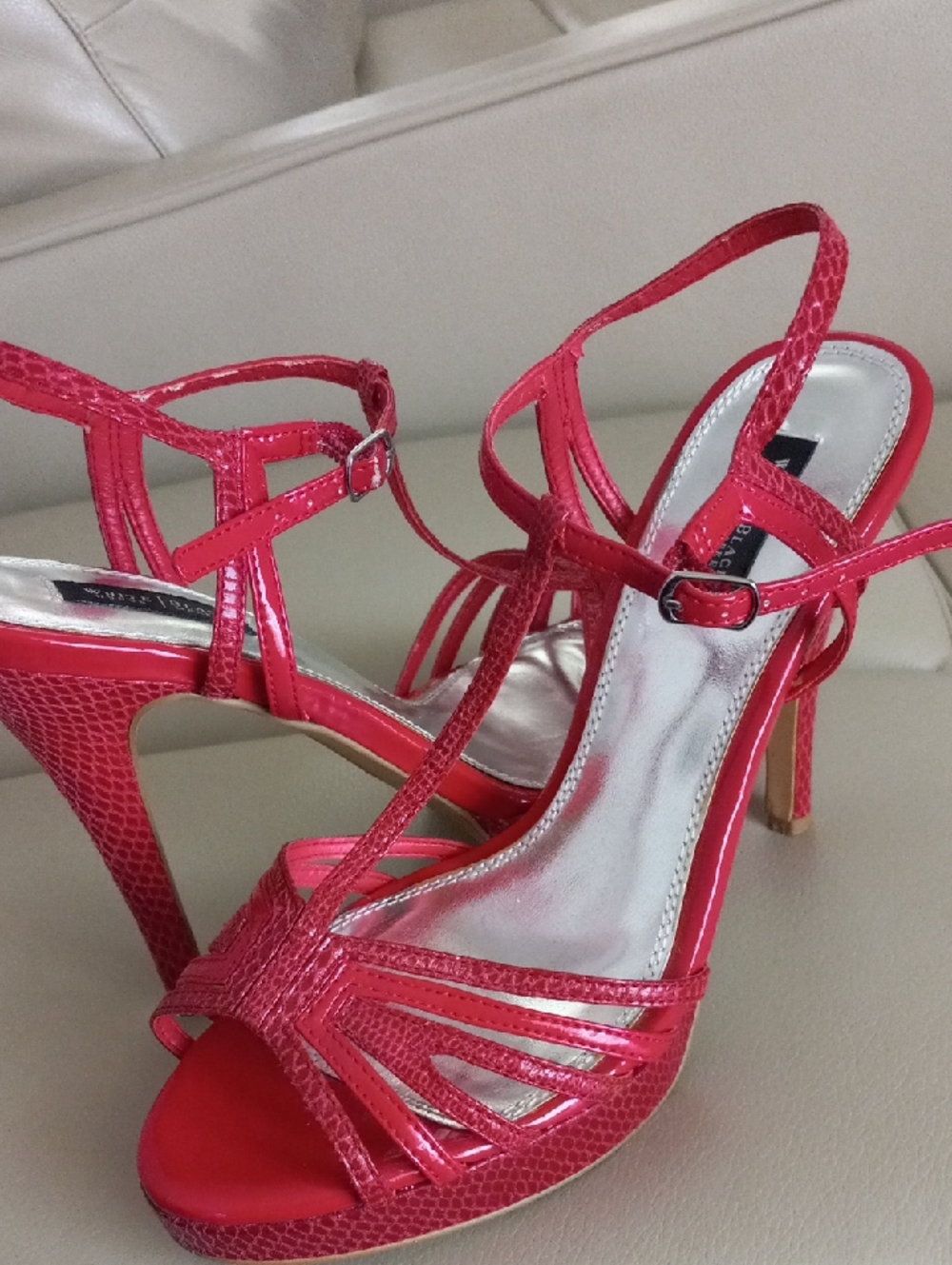 White House Black Market Hot Pink Strappy High Heel Sandals Size 8.5M